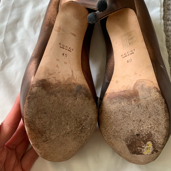 Gucci size 40 bronze open toe heels used - Picture 10 of 10
